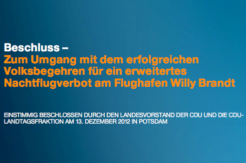 Beschluss zum Umgang mit dem erfolgreichen Volksbegehren fr ein erweitertes Nachtflugverbot am Flughafen Willy Brandt